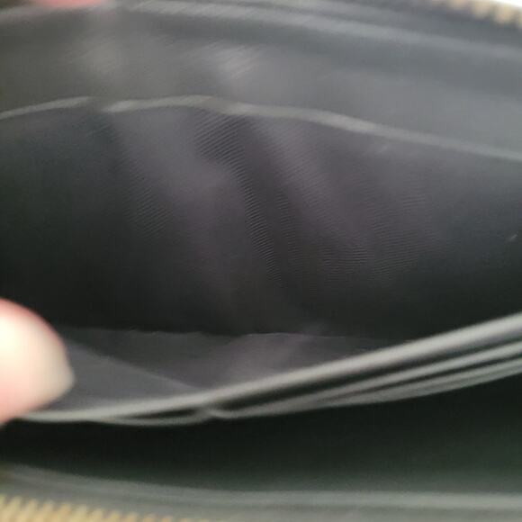 Coach Leather Wallet Solid Black Zip Around Large Clutch Classic Logo - Picture 5 of 13